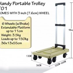 Handy Portable Foldable Platform Trolley – Heavy-Duty Transport Cart (Up to 150kg Weight Capacity, Easy to Store and Transport)