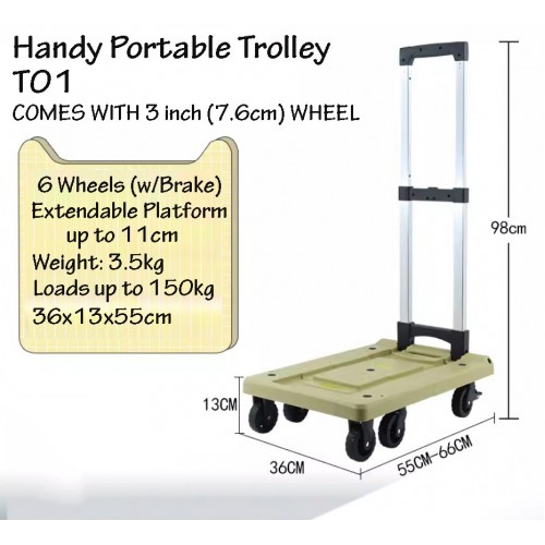 Handy Portable Foldable Platform Trolley – Heavy-Duty Transport Cart (Up to 150kg Weight Capacity, Easy to Store and Transport)