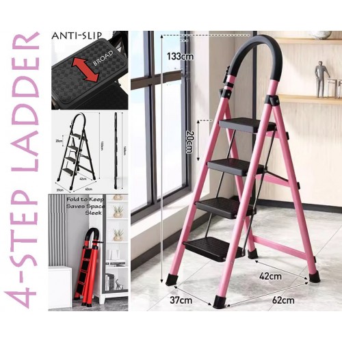 Firm & Strong Step Steel Stool 3-Step 4-Step Ladder 