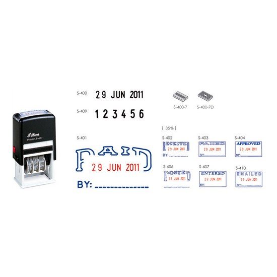 Shiny S303 Rubber Date Stamp (PAID) - Black Ink S-303